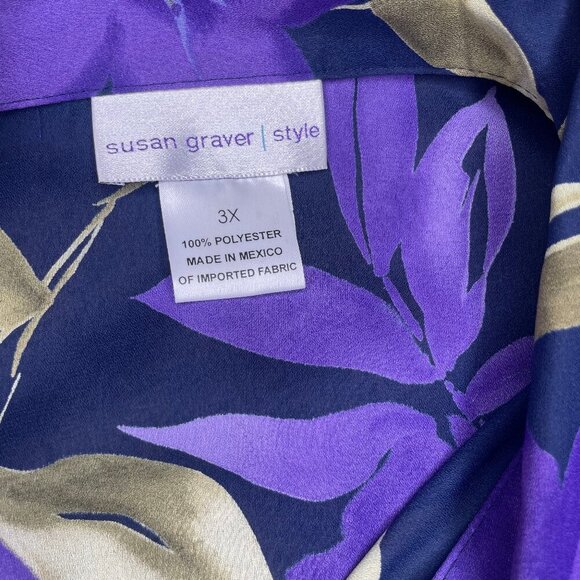 Vtg Susan Graver Style Women's Purple Gold 2pc Tank & Button Down Blouse Plus 3X - Picture 7 of 11